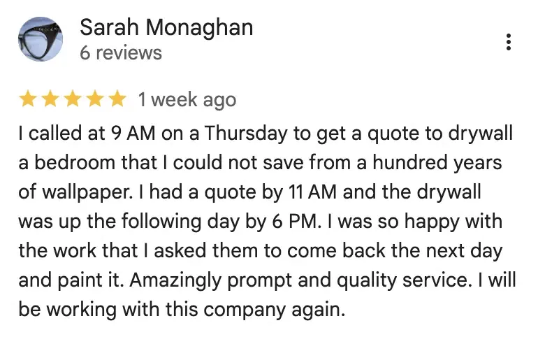 Monarca Construction & Remodeling 5-star Google review 5