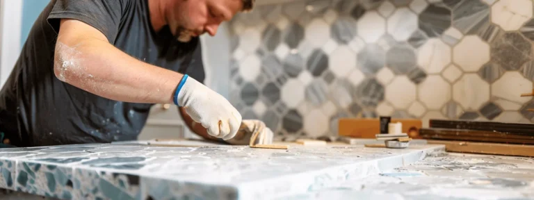 a skilled bathroom contractor in bellingham, wa carefully selecting premium tiles for a luxurious bathroom remodel.